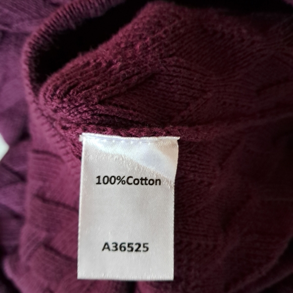 Appleseeds Petites Burgundy Basket Weave Cotton Cardigan Size SP - Picture 8 of 8